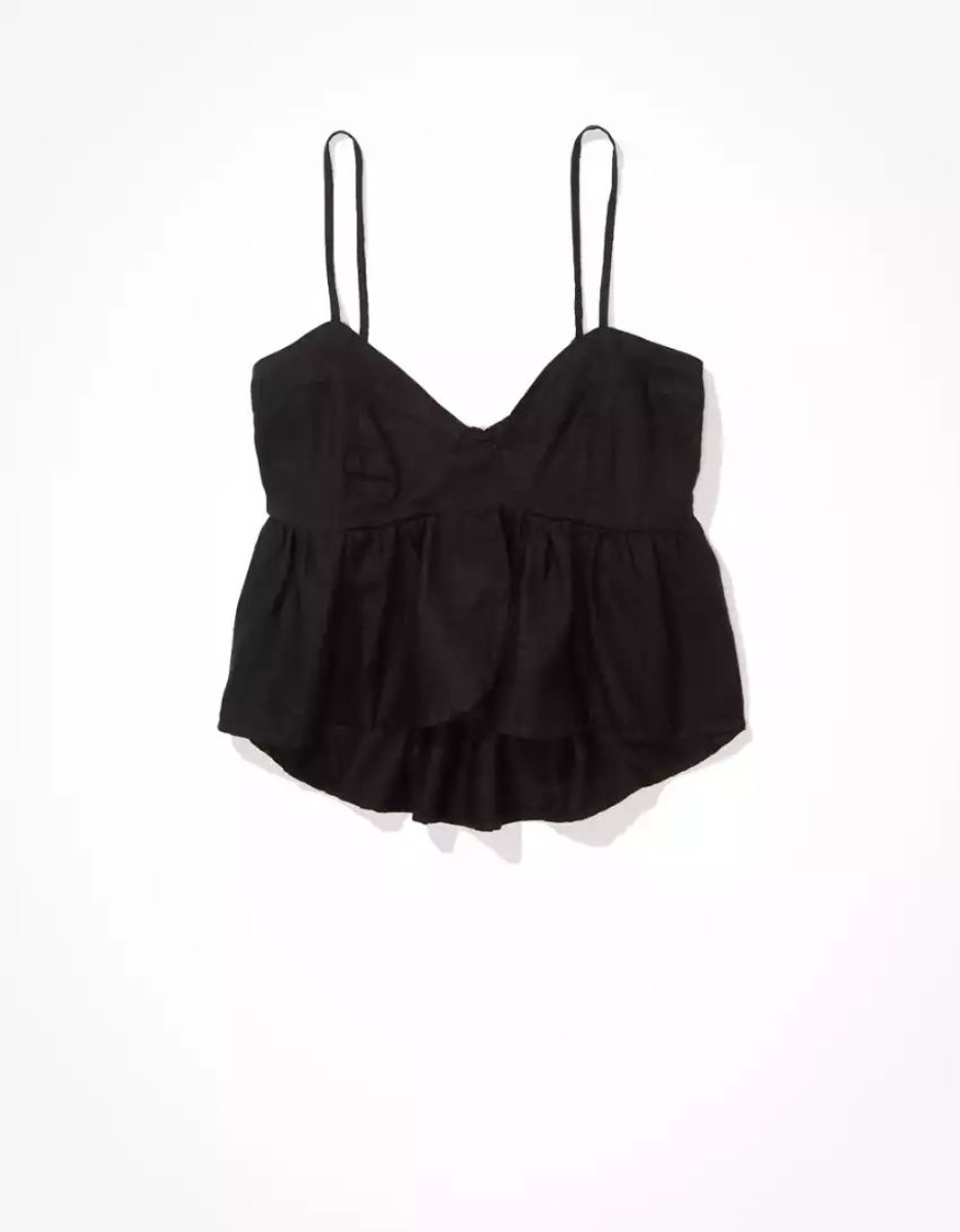 Chemises American Eagle AE Babydoll Cami Noir Femme | QZN-15859036